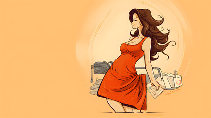 Poster - happy pregnant mom vector illustration