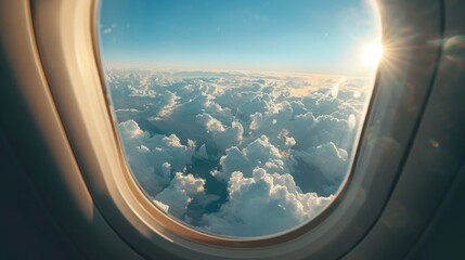 Wall Mural - Aerial View of Earth and Sky through an Airplane Window