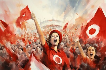 Wall Mural - The roaring fans of Tunisia - Generative AI