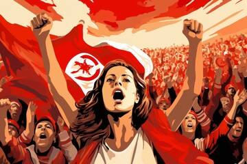 Canvas Print - The roaring fans of Tunisia - Generative AI