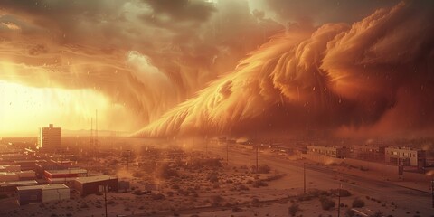 Wall Mural - Massive Sandstorm Over City