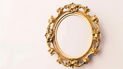 Aufkleber - Old Antique gold  frame Isolated Decorative Carved Wood Stand Antique Black  Frame Isolated On White Background : Generative AI