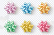 © CREAM 2.0 - Set of pastel colourful pink yellow blue green star flower gift ribbon bow on transparent background cutout, PNG file. Many assorted different colours. 3D Mockup template for artwork graphic design