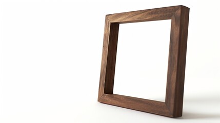 Aufkleber - Desktop photo frame Vertical standing brown wooden picture frame on white background : Generative AI