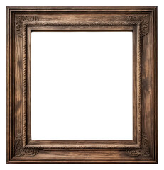 Sticker - PNG Brown square frame vintage wood white background.