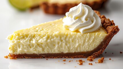 Canvas Print - Zoom in on a slice of classic key lime pie, featuring a tangy custard filling, flaky crust, and a dollop