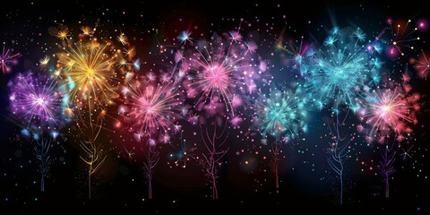 Poster - Colorful Fireworks Display Reflecting on Water at Night