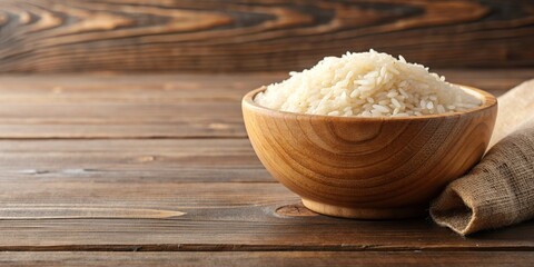 Healthy food wooden bowl with parboiled rice, healthy, food, wooden bowl, parboiled rice, organic, natural, nutritious