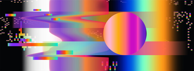 Poster - Vector illustration of gloomy visual disturbances with the effect of backlight bleeding and visual noise.