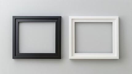 Aufkleber - Black wood frame and white picture frame isolated on gray background Object with clipping path : Generative AI