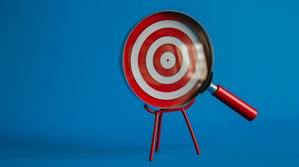 Leinwandbilder - Target board inside of magnifier glass for focus business objective achievement concept on blue background and copy space Search goal strategy success : Generative AI