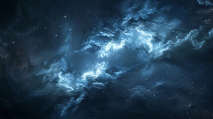 Swirling cosmic dust and stars convey wonder in a galaxy landscape backdrop