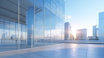 Poster - morning view to perspective glass building