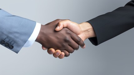 Poster - handshake between a businessperson from a developed country and one from a developing country, symbolizing global cooperation.