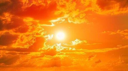 Fototapete - Fiery orange sunset sky Beautiful sky : Generative AI