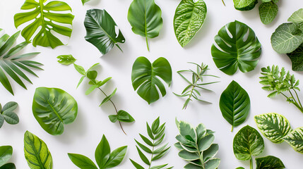 a collection of green plants on a white background