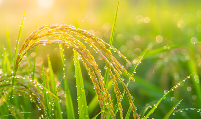 Rice planting, rice harvesting, and rice fields concept