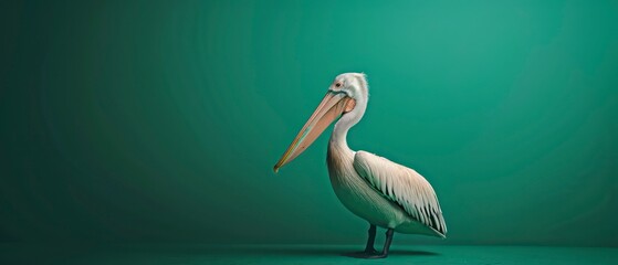 Wall Mural - Pelicans, with their white feathers and long, pink beaks, epitomize aquatic elegance in natural habitats. They thrive in serene lakes and coastal waters