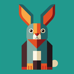 Wall Mural - A simple, geometric illustration of a rabbit sitting with its ears up, A minimalist vector illustration of a rabbit in a flat design style