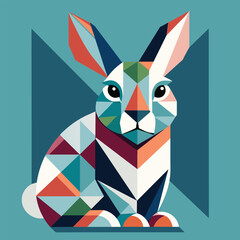 Sticker - A digitally rendered illustration of a rabbit using geometric shapes, An abstract representation of a rabbit using clean lines and limited color palette