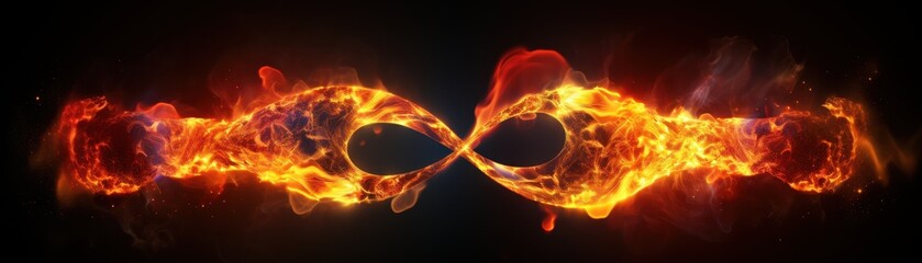 Burning infinity symbol. Eternity sign on fire