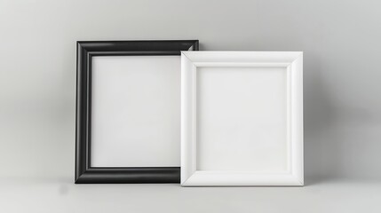 Aufkleber - Black wood frame and white picture frame isolated on gray background Object with clipping path : Generative AI