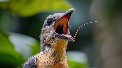 Big mouth of bird for eating insect
