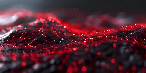 Wall Mural - Abstract art with red lights representing technology nodes in a data network. Concept Technology, Abstract Art, Red Lights, Data Network, Nodes