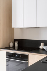 Sticker - Modern kitchen with induction hob, electric oven and extractor hood