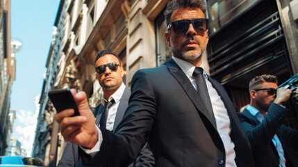 a businessman on the move, always connected