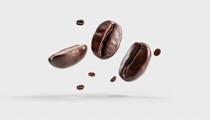 Wall Mural - Coffee beans floating isolated on white background