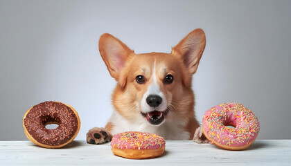 Poster - Corgi Enjoying a Doughnut