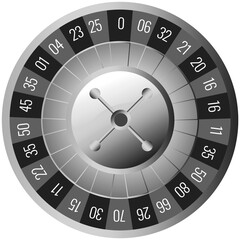 Wall Mural - Grey roulette wheel isolated png element for casino.