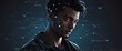 © Arceli - black concept handsome guy data cyber security banner with digital codes connections background