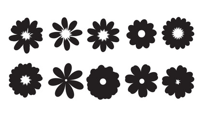 Silhouettes Flower icon set , Abstract botanical flower icon.vector botany  floral design.