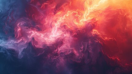 A colorful space scene with a red and blue swirl