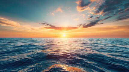 Canvas Print - Description A beautiful sunset over a calm ocean representing the open-armed forgiveness of Jesus Christ in Christian faith