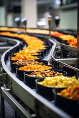 Wall Mural - Conveyor belt with snacks. 