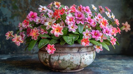 Wall Mural - pink flowers in a pot