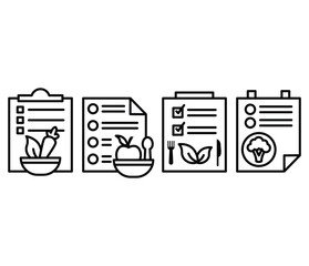meal plan icon symbol vector design flat simple line illustration black white color isolated