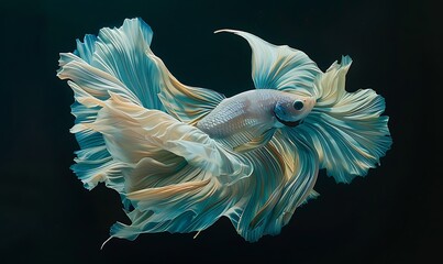 Wall Mural - Aquatic Ballet Halfmoon Betta Fish in Fluid Motion