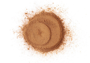 Wall Mural - Cinnamon powder in shape circle isolated on white, clipping path	