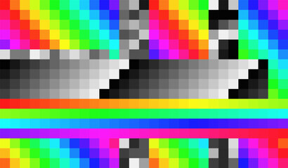 Aufkleber - Weird Pixels Glitch Effect Abstract Background. Glitched Stripes and Random Pixels Television Screen. Distorted Glitch Effect. NO SIGNAL TV Frame Vector.