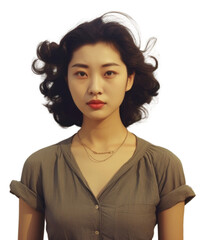 Sticker - PNG Korean female portrait beach adult.