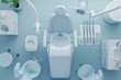 © anatolir - 3d illustration of a contemporary dental clinic with chair and equipment