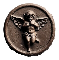 Wall Mural - PNG  Seal Wax Stamp of a cherub craft money coin