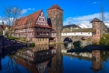 bridge over Pegnitz River in the Old Town of Nurnberg