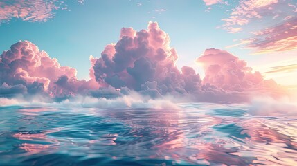 Soft Pink Waves Breaking Along the Coastline. Pink Beach Background