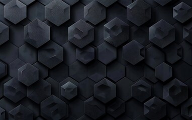 Wall Mural - Black hexagons with lights background