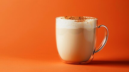 Poster - Spicy Chai Latte: A spiced chai latte in a clear glass mug